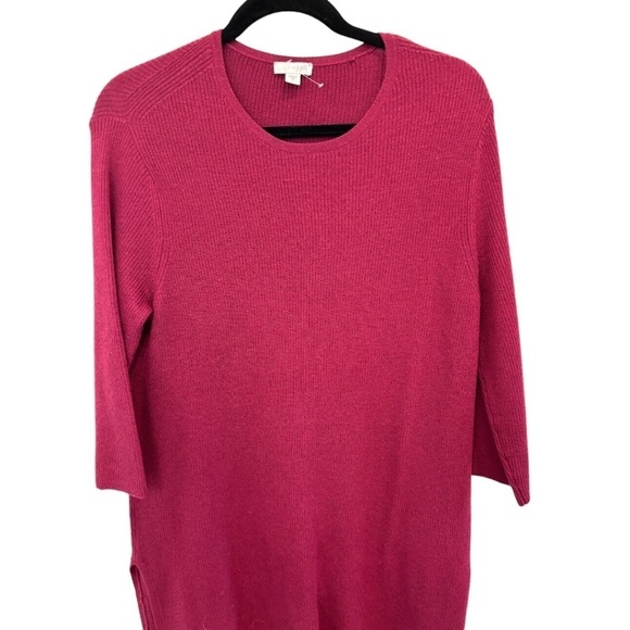J. Jill Burgundy Wool Blend Ribbed Knit Long Sleeve Tunic Sweater Dress Size M - Picture 4 of 4
